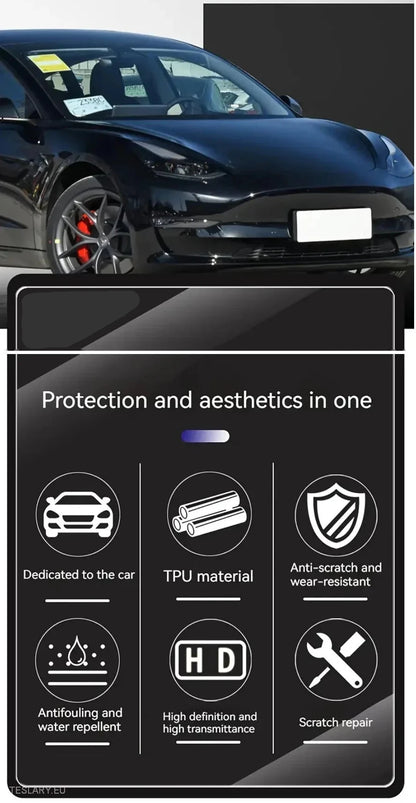 TPU frontlykter svart fargetone for Tesla Model 3, Y & Highland