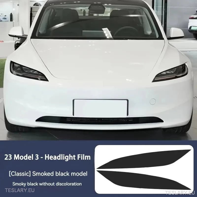 TPU Front Headlight Black Tint for Tesla Model 3 , Y & Highland - TESLARY Tesla Shop Accessories Europe Nederlands Dublin Cork Ireland Deutschland Espana Alicante France Italia