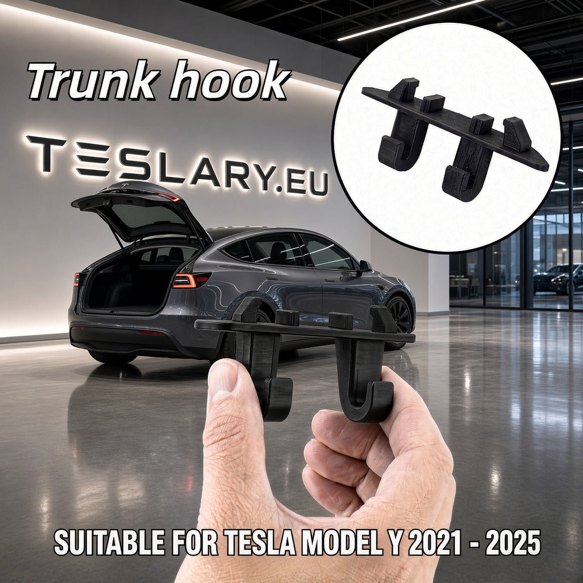 Trunk Charging Port Storage Hooks for Tesla Model Y 2021 - 2025 - TESLARY Buy Tesla Shop Accessories Europe Nederlands Dublin Cork Ireland Deutschland Espana Iceland Finland France Italia