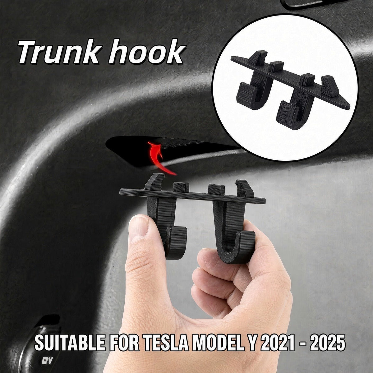 Trunk Charging Port Storage Hooks for Tesla Model Y 2021 - 2025 - TESLARY Buy Tesla Shop Accessories Europe Nederlands Dublin Cork Ireland Deutschland Espana Iceland Finland France Italia