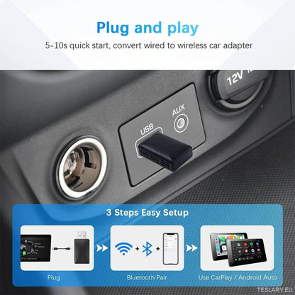 Universal Wireless CarPlay & Android Auto Adapter - TESLARY Tesla Shop Accessories Europe Nederlands Ireland Deutschland Espana Alicante France Italia