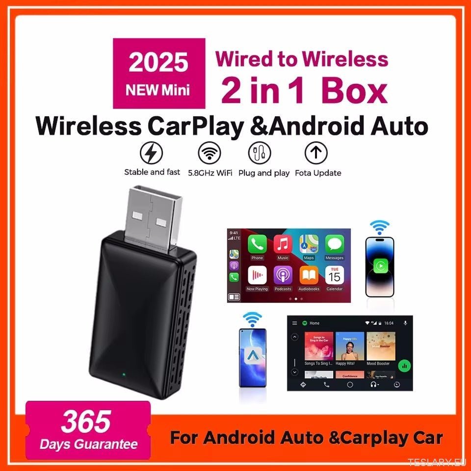 Universal Wireless CarPlay & Android Auto Adapter - TESLARY Tesla Shop Accessories Europe Nederlands Ireland Deutschland Espana Alicante France Italia